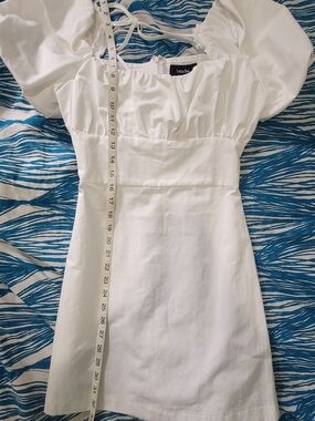 White Puff-Sleeve Mini Dress